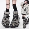 Y2K Faux Fur Leg Warmers Super Soft Fuzzy Boot Cuffs Fashion Faux Furry Belt  Halloween Party
