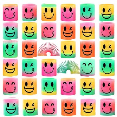 Rainbow Cute Smiling Face Stretchable Spring Perfect for Magic 36 Pieces Springs, Toys, Prizes, Raffles, Festivals, Tricks, Colorful,