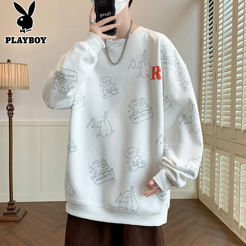 Playboy Men's Casual Long Sleeve Crewneck Top