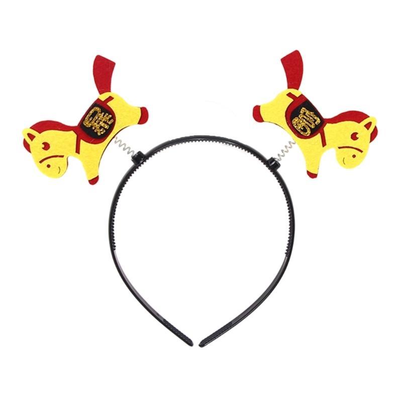 

Funny Horse Design Spring Hair Hoop Props for Kids Birthday Parties Sports Activity No Slip Secure for Active Play