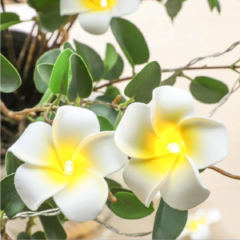 Foam Plumeria Flower String Lights Battery Powered Christmas Garland Fairy Lights for Christmas Home Wedding Party Decor