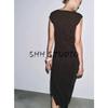 Summer New Product Women's Clothes Drop Shoulder Design Viscose Blended Silm Boat Neck Sleeveless Length Dress 3332376