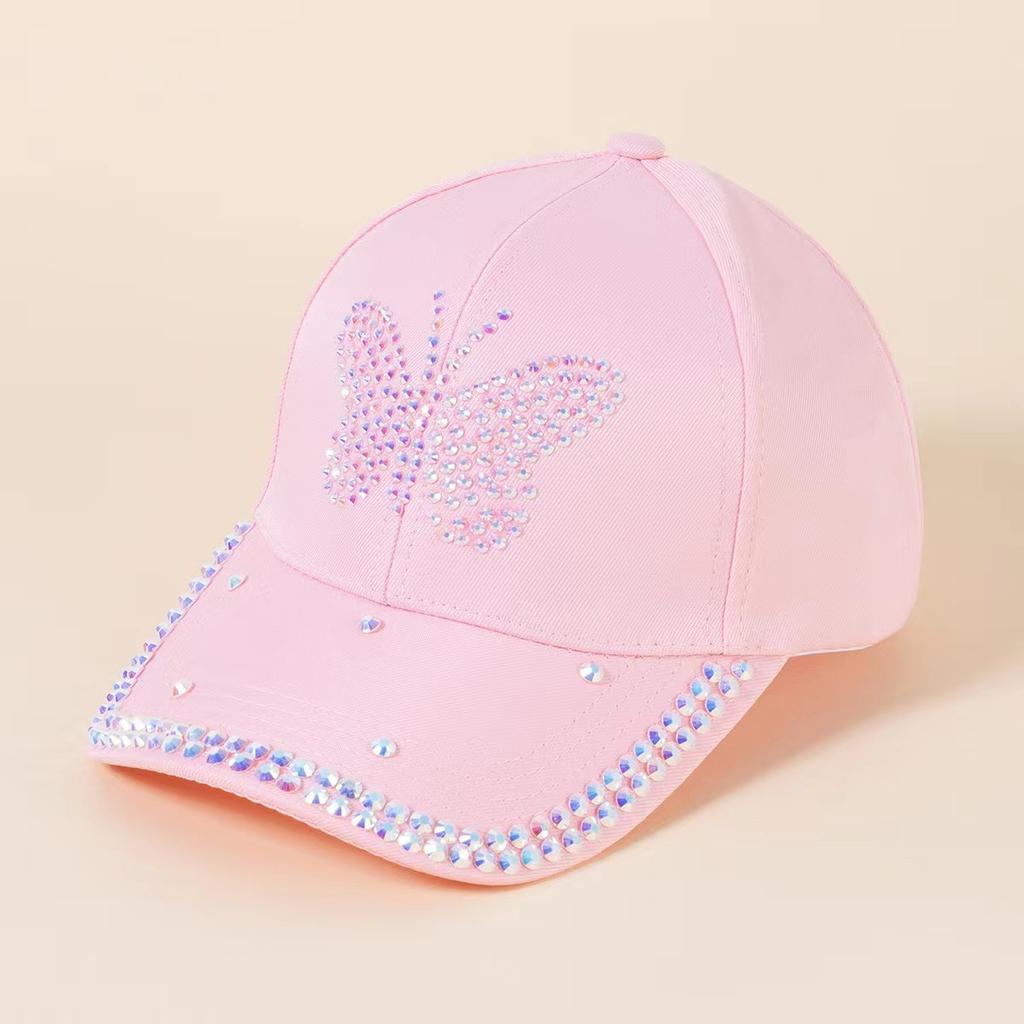 Latest twill diamond butterfly hat sun visor cap cap