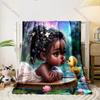 New Arrival Cute Black Girl Printed Flannel Blanket Couch Soft Cozy Lightweight Luxury Bed Blanket for Daughter Wife Nice Gifts