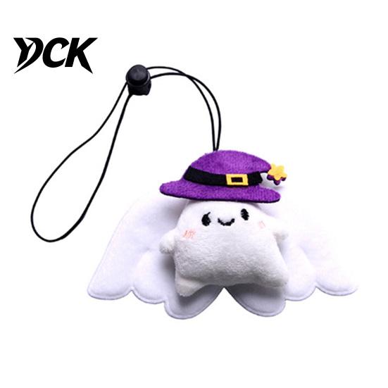 Holiday Atmosphere Pet Decor Halloween Collar Charm, Plush Ghost Pumpkin Pendant, Soft Stuffed Durable Play Toy Hanging Ornament for Cats, Small