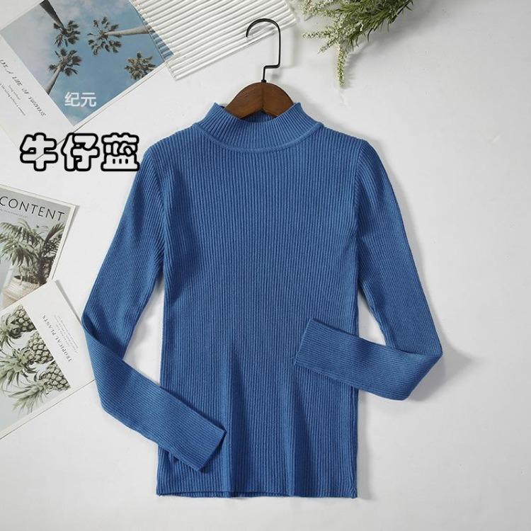 Women's Minimalist Turtleneck Pullover Sweater Warm Knitted Solid Color Basic Tops for Autumn Winter