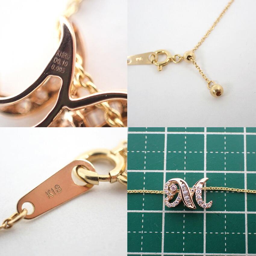 [Used] K18/K18PG Diamond Initial M Pendant Top/j52-2