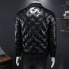 2024 Winter European Style Men's Casual Lapel PU Leather Down Jacket