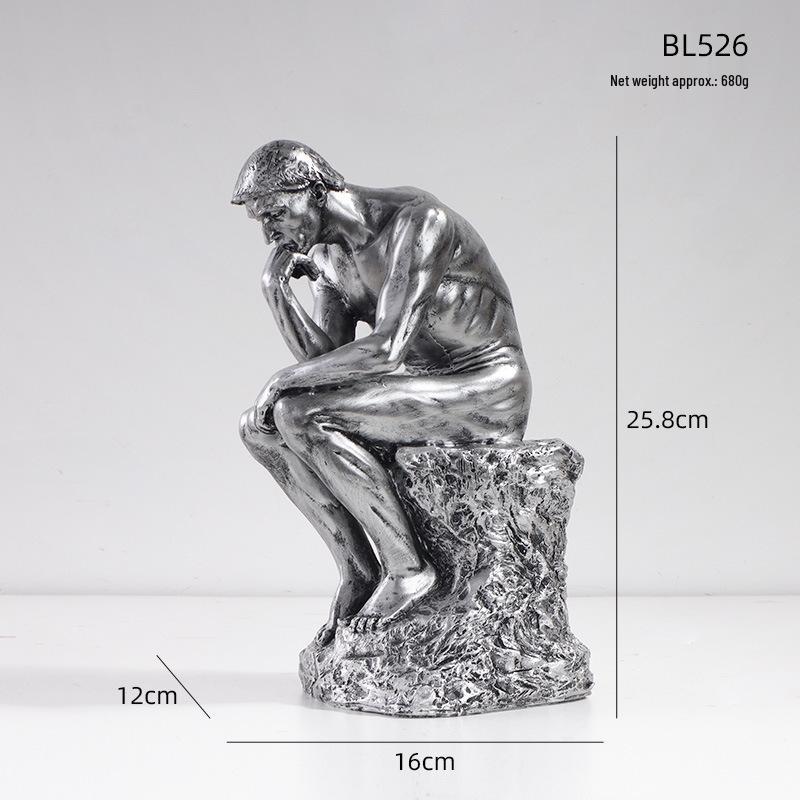 European Style Thinker Sculpture: Creative Ornament for Bookcases and Wine Cabinets