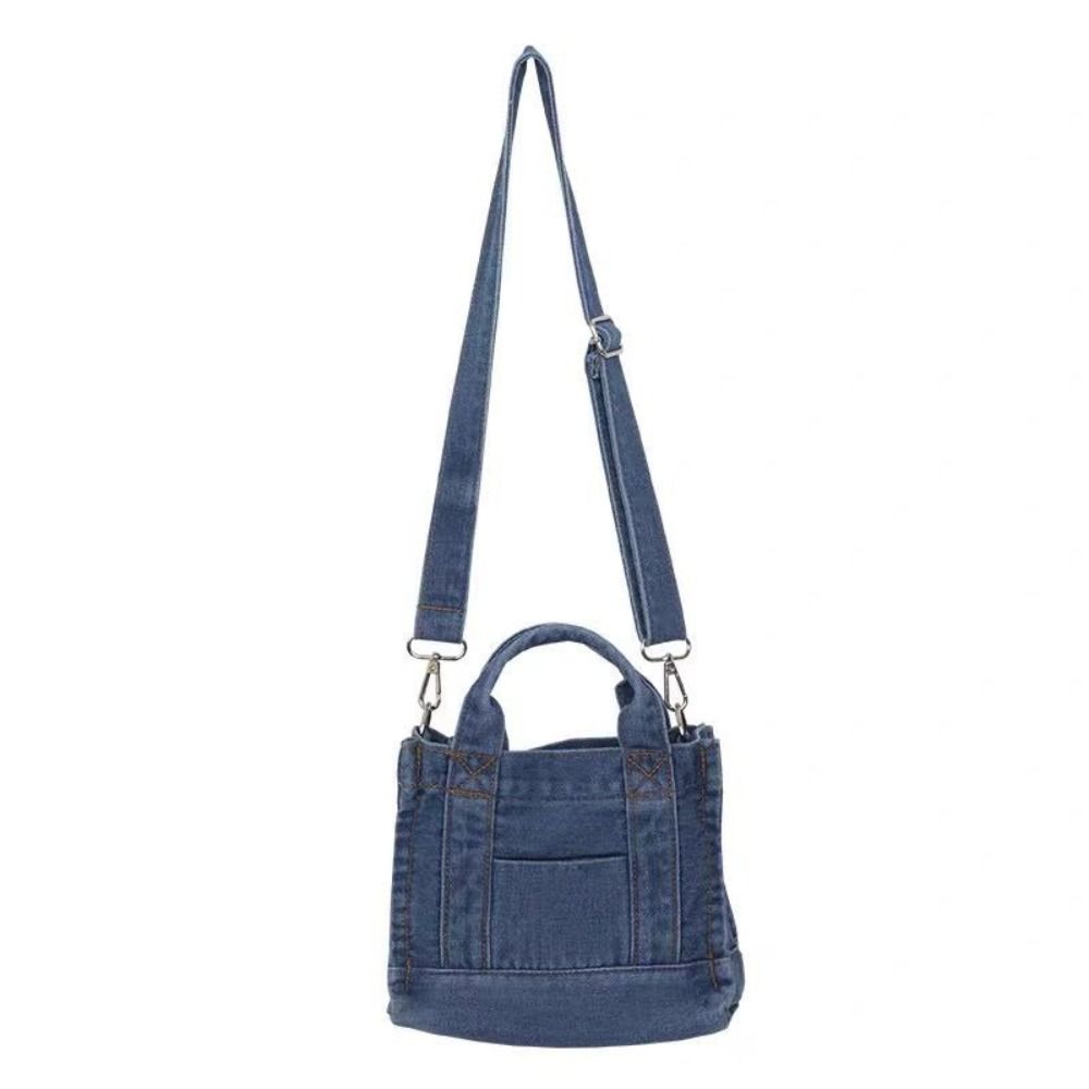 Simple Single Shoulder Denim Crossbody Bag Casual Korean Style Summer Canvas Bag Handbag Messenger Bag for Girls Ladies