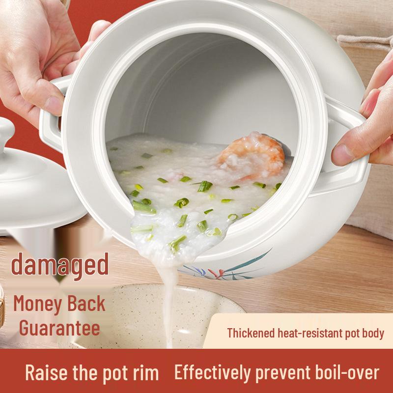 Ceramic Casserole Stew Pot for Gas Stove - Small, Dry-Burning Clay Soup Pot