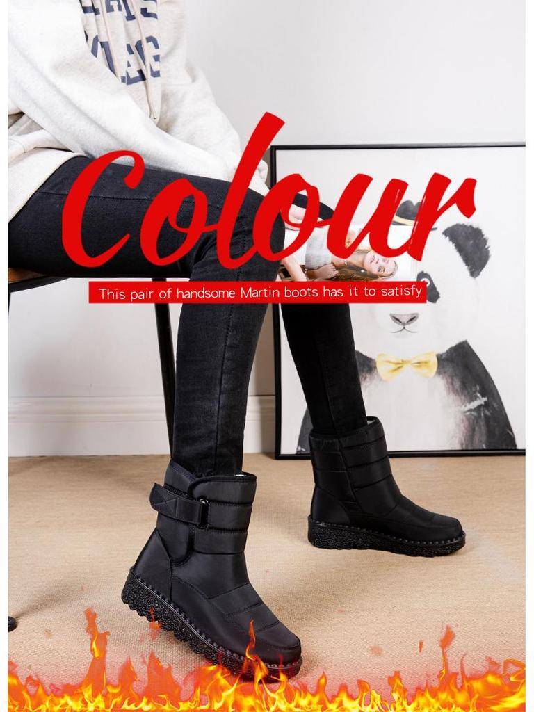 2023 Women's Velcro Waterproof Snow Boots, European Size 44, Comfortable and Warm for Casual Wear