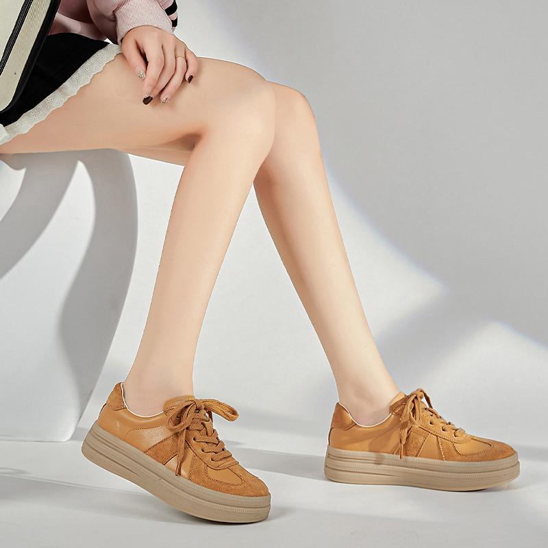 Fashion AIYUQI Women Moral Training Shoes Genuine Leanther 2025 New Lace-up Women Sneakers Large Size Casual Flats For Women