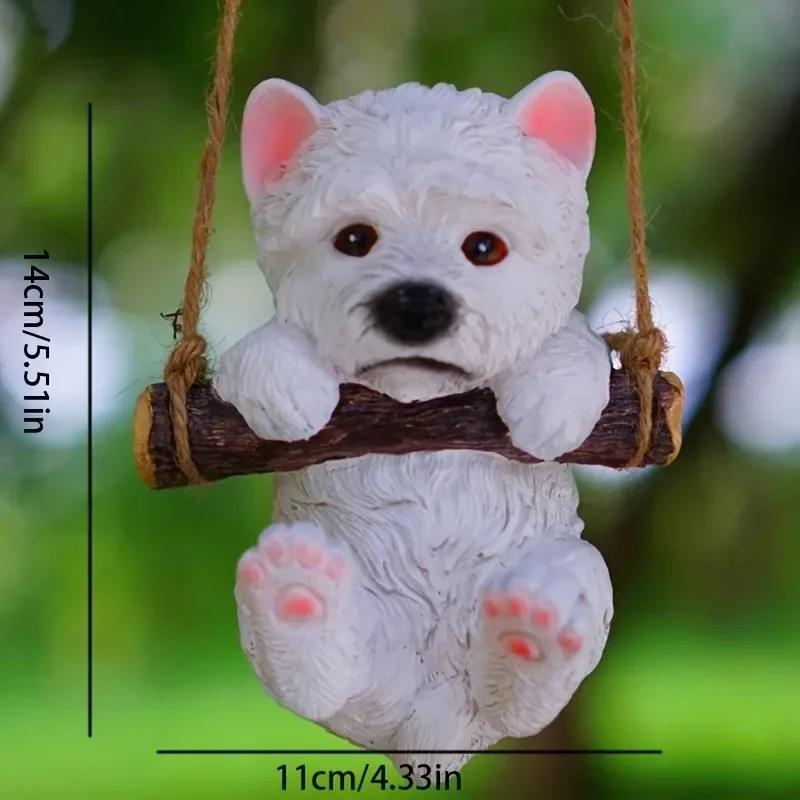 1pc, Resin Puppy Figurines, Cute Dog Wall Hanging Decor For Garden & Patio, Artistic Pot Climbing Pet Accents