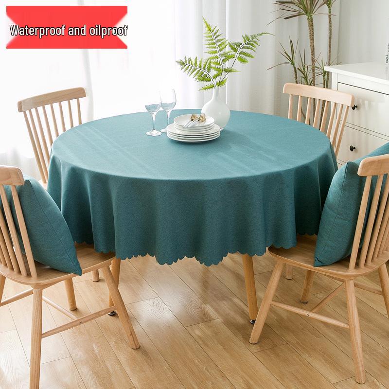 Waterproof Oil-Proof Solid Color Round Tablecloth for Dining, Hotel, and Home