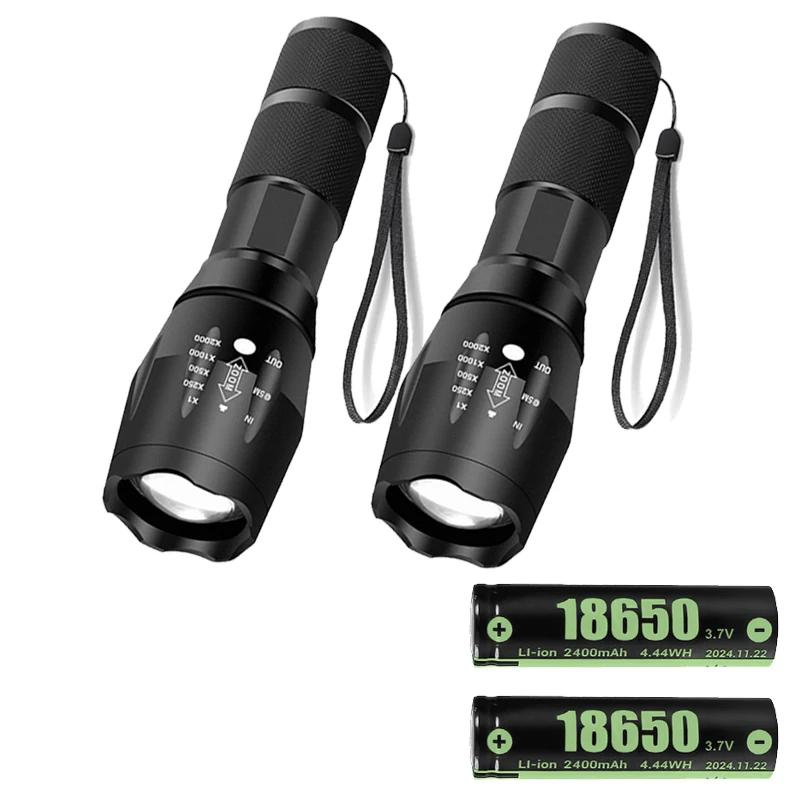 High Power T6 LED Flashlights Camping Torch 5 Light Modes Zoom Light Aluminum Alloys Waterproof Material External 18650 Battery