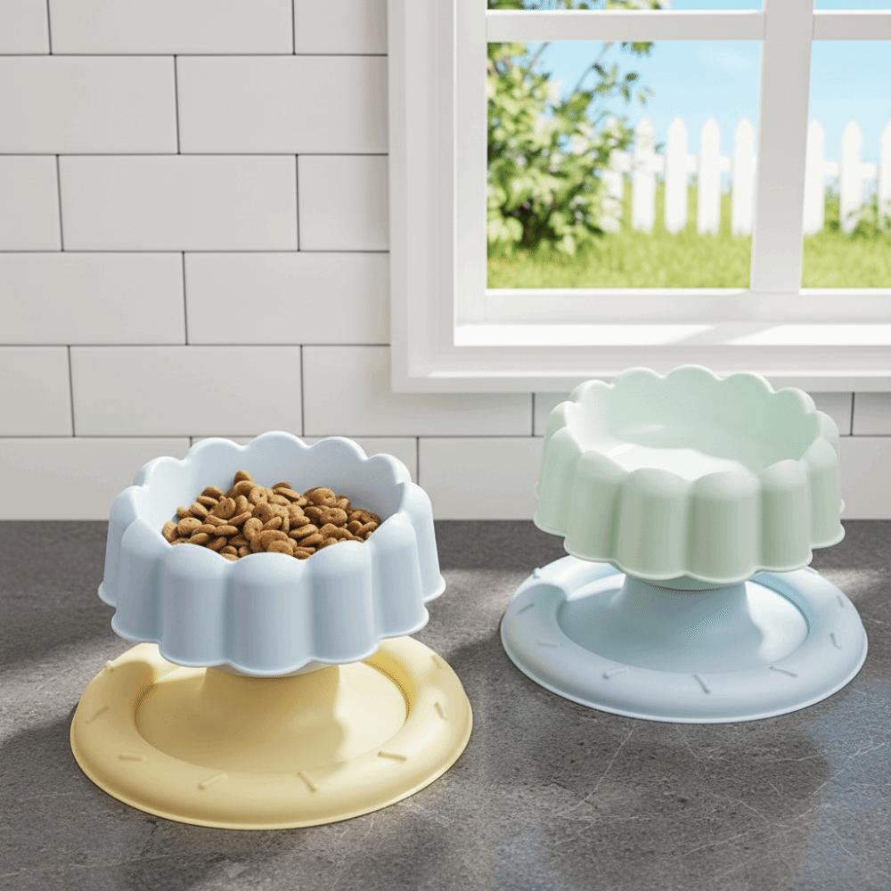 Non-Slip Base Pet Stainless Steel Bowl Elevated Design Cake Shape Detachable Pet Bowl Cartoon Stable Anti-Ant Design Bowl