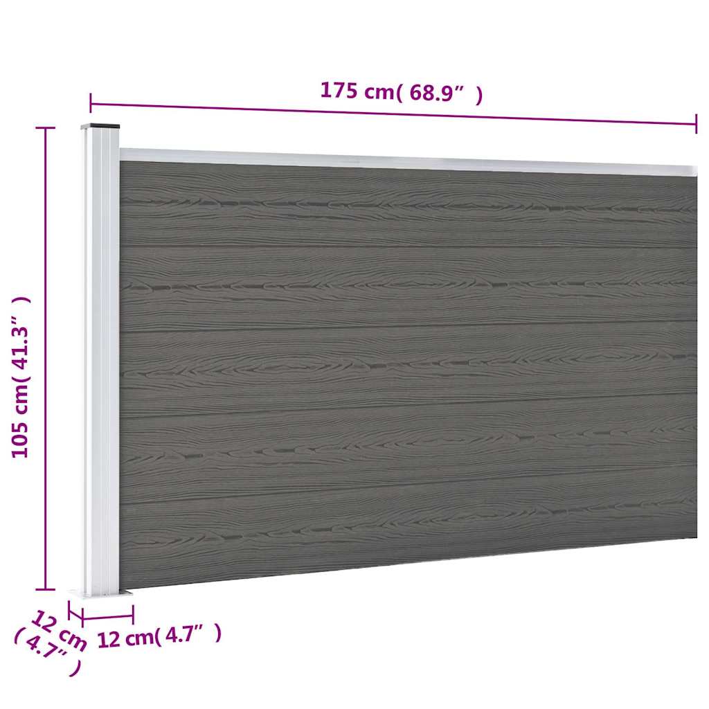 WPC Garden Fence 175 X 105 Cm Grey
