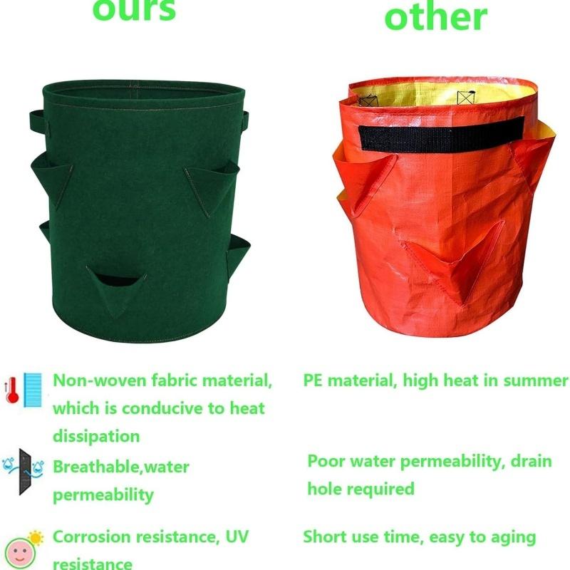 Premium Felt Strawberry Planter Grow Bag Fruit Vegetable Growing Bags 6 Holes