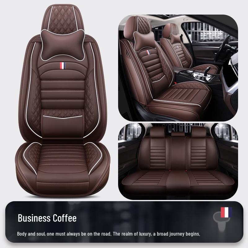 All-Season Universal Nappa Leather Car Seat Cover - Breathable Perforated Full Surround Design