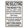 No Soliciting Funny Metal Sign for House Office Shop Decor Please Do Not Knock Or Ring Doorbell Warning Sign Halloween Decor