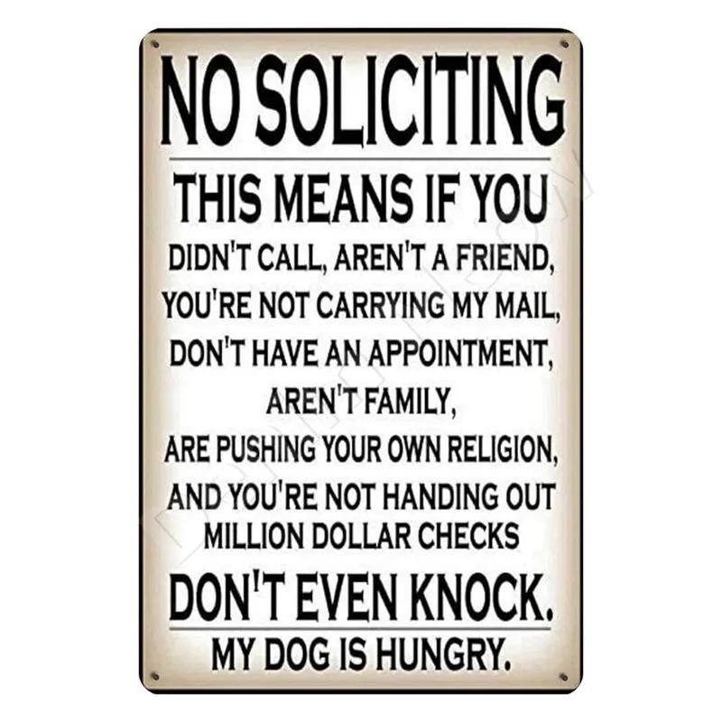 No Soliciting Funny Metal Sign for House Office Shop Decor Please Do Not Knock Or Ring Doorbell Warning Sign Halloween Decor