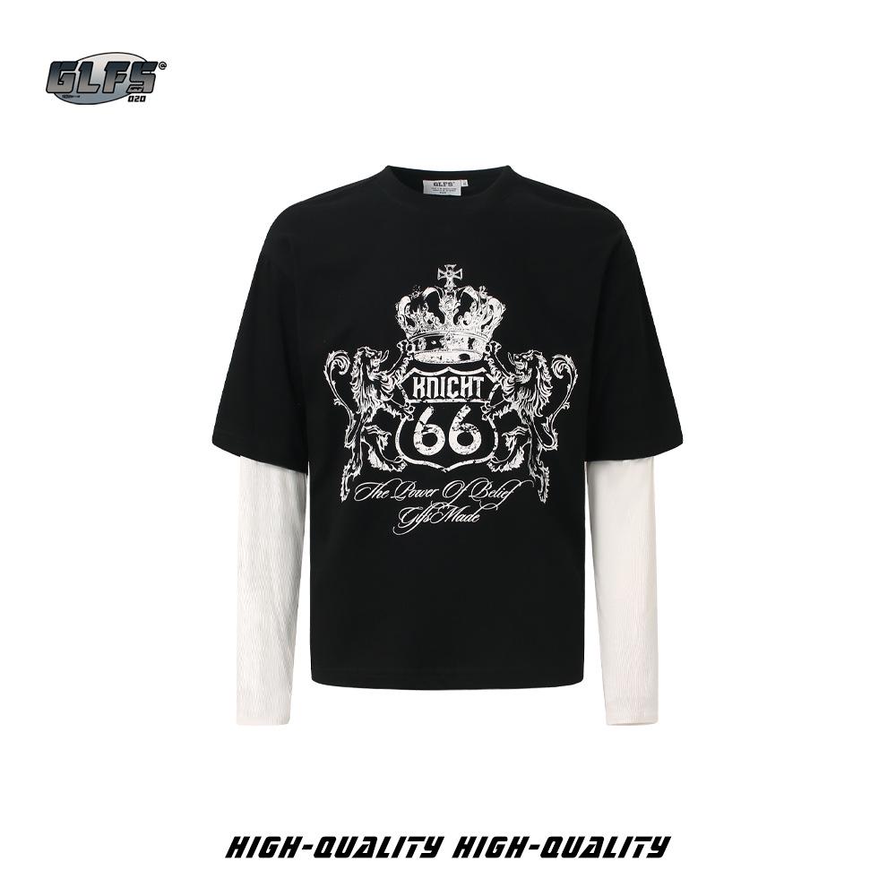 

GLFS Subculture Crown Two-Piece Men s Trendy Streetwear Long Sleeve Sports Base Layer Autumn Hoodie M чорний