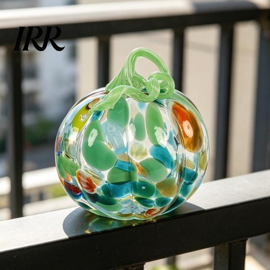 Pumpkin Ornament Mini Hand Blown Glass Ornament, Collectible Thanksgiving Halloween Decoration Faux Crystal Hanging for Fall, Harvest Unique Gift
