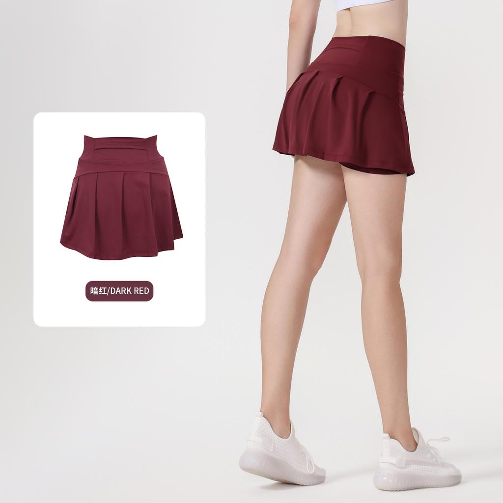() Sports Tennis Skirt Women'S Anti-Light Fitness Skirt Fake Two-Piece Yoga Quick-Drying Pleated Skirt Shorts