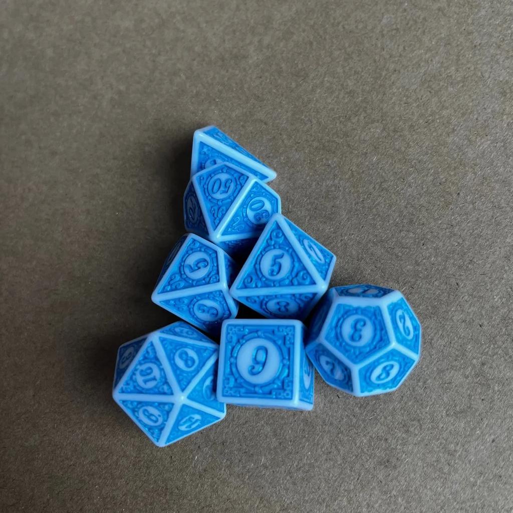7pcs/lot Dice Set Numbers of D4 D6 D8 D10 D12 D% D20 D4 D6 D8 D10 D12 D20 for TRPG D&D Entertainment Table Game Digital Dice