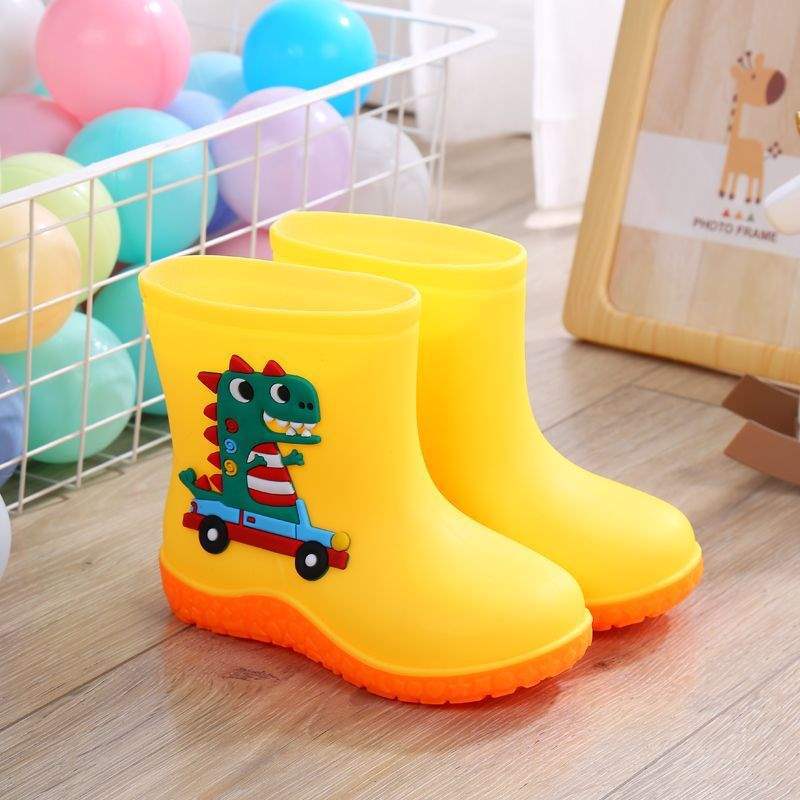 School Season Children's Rain Shoes Bundle Mouth Boys and Girls Rain Boots Non-slip Waterproof Water Shoes Kindergarten [upgrade Sole]