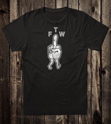 Retro Tattoo Tee T Shirt Walking Middle Finger FTW Biker Chopper Motorcycle