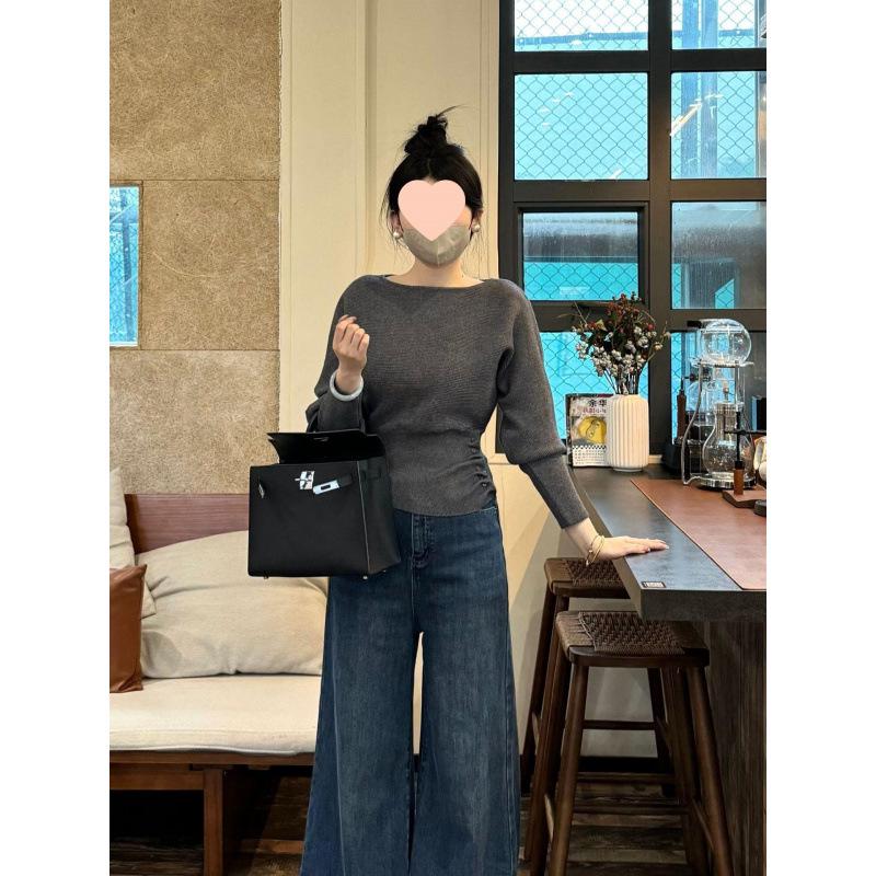 Korean-Style Waist-Slimming Knit Sweater for Women - Spring & Autumn