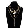 Y-Shaped Colorful Crystal Necklace Set Pearl Bohemian Style Necklace Fashion Gold Jewelry  Vacation