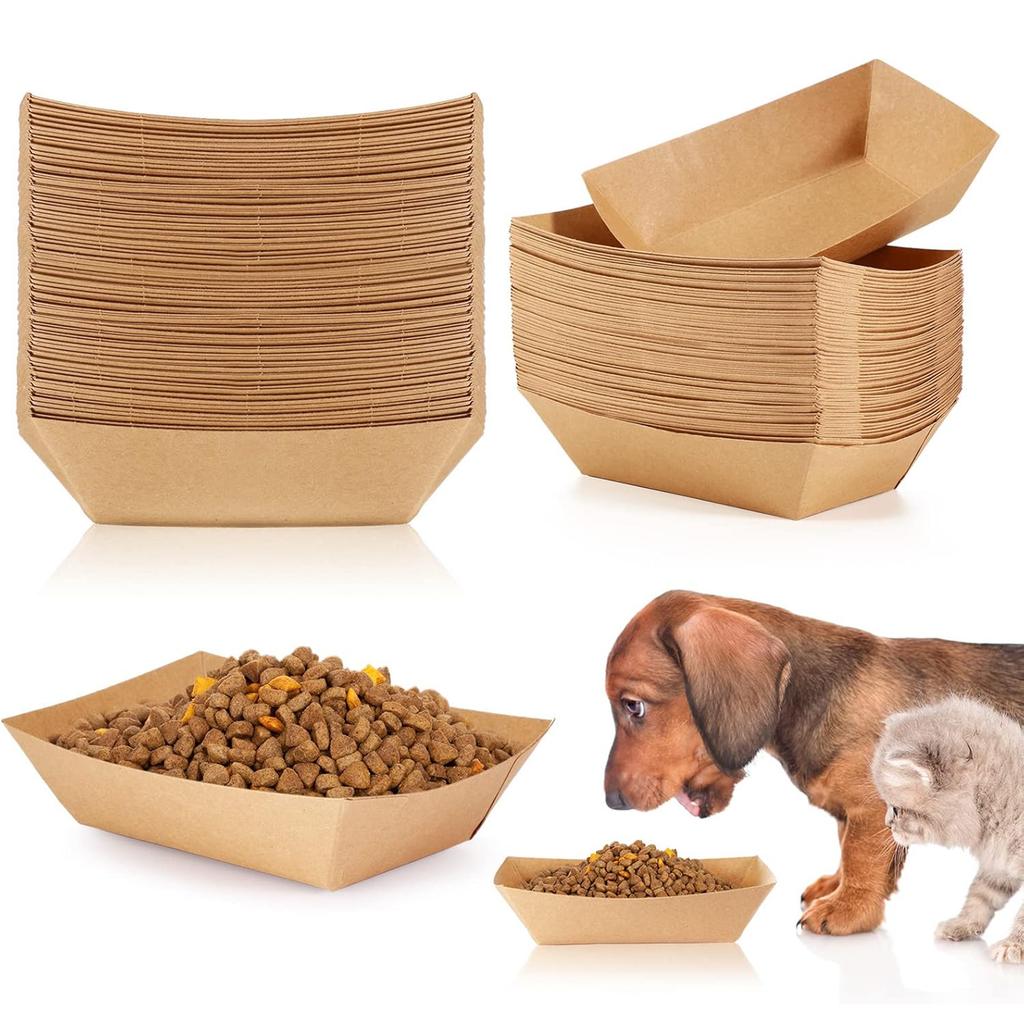 50PCS Kraft Paper Pet Bowl  Disposable Design Multiple Uses Pet Bowl  for Small Cat Dog Kitties