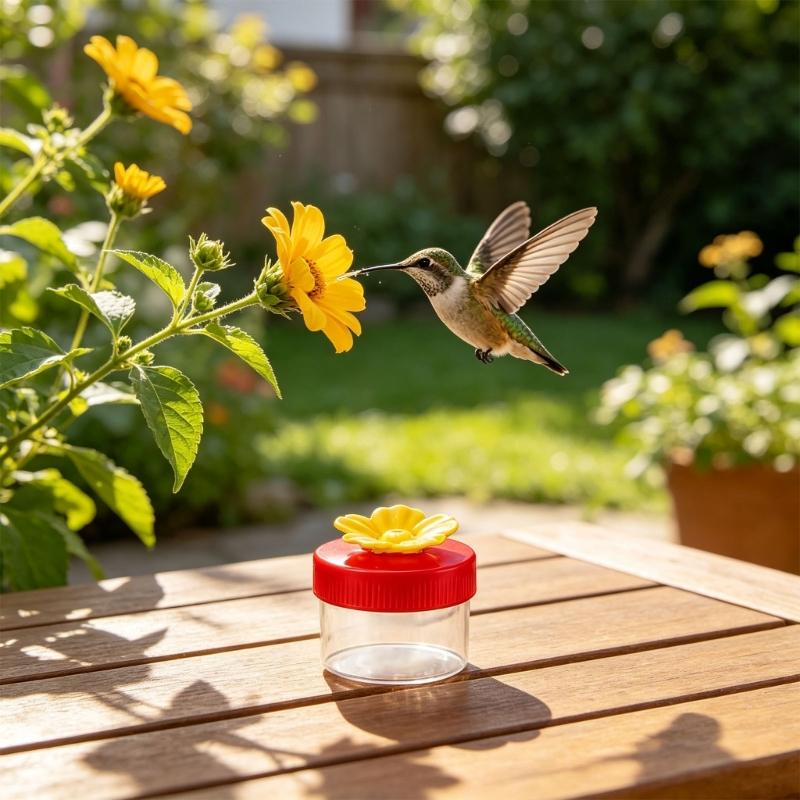 Tree Hanging Bird Water Cup Set of 4 with Clear Flower Cups,Wild Bird Feeders, and Twist Covers for Backyard Garden and Daily Outdoor Use