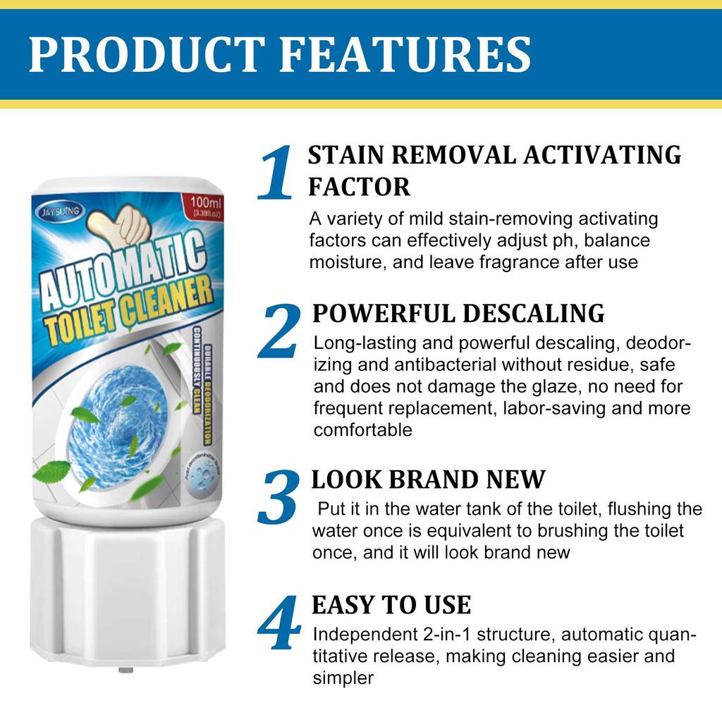 Jaysuing Automatisk toalettskålrens Toalettskålrens Fjerner flekker, deodoriserer og fjerner lukt Toalettskålrens
