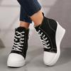 Women's Sneakers New Invisible Wedge Heels Zip Lace Up Classic Canvas Shoe Platform Fashion Lightweight High Top Shoes for Women