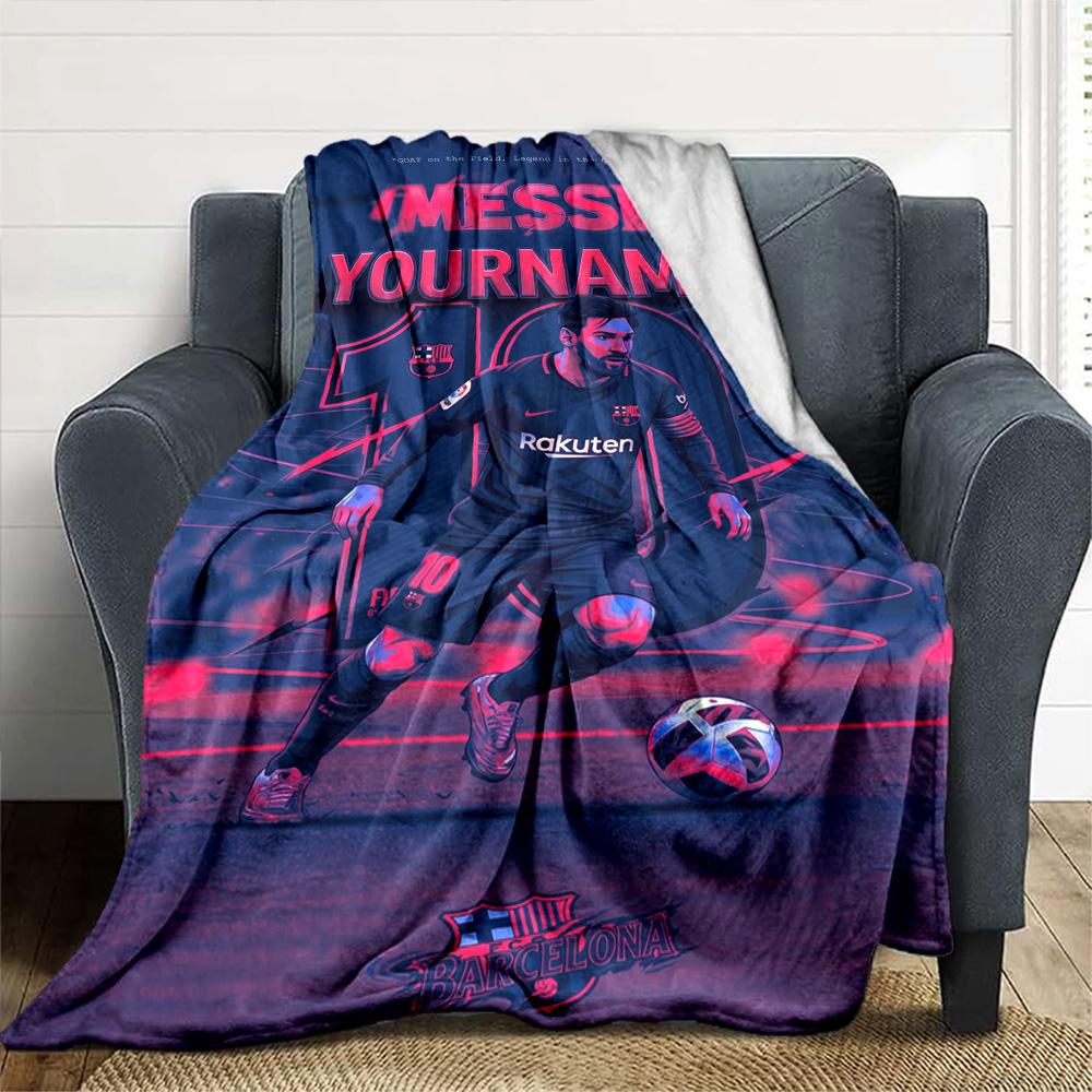 Messi Customize Your Name Blanket Cozy Personalized Blanket Durable Comfort Throw For Picnics Living Room Couch Seaside Four Seasons Universal