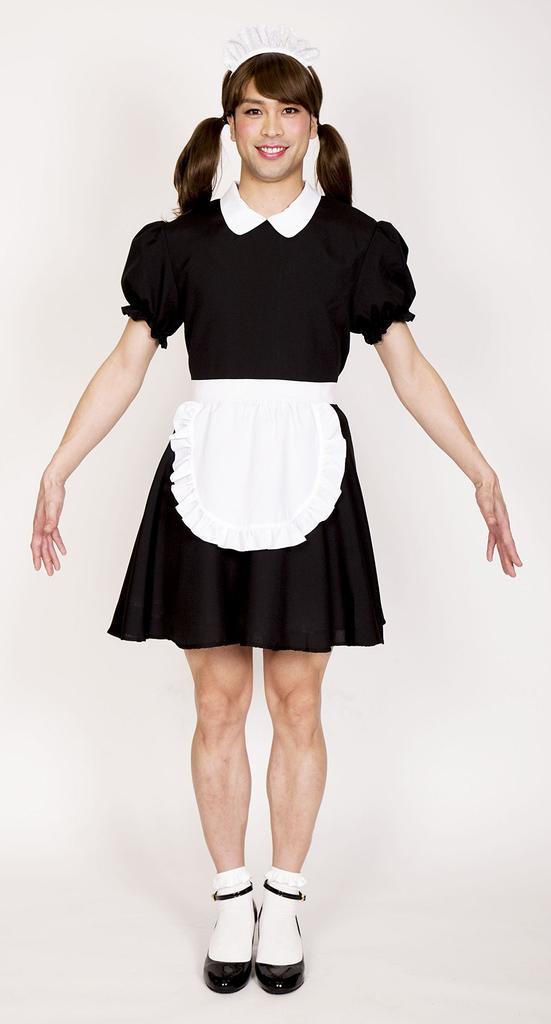 Clearstone Crossdressing MAN Cosplay Halloween Jumpy Maid MAN Unisex Black