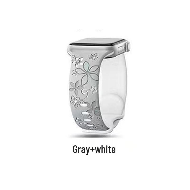 Bauhinia Floral Laser-Engraved Silicone Band for Apple Watch