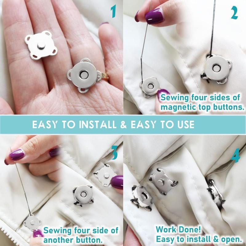 10/5/1Set Metal Magnetic Snap Button Invisible Sew-on Clasps, Lock Fasteners for Purse Bags Clothes DIY Craft Sewing Accessories