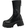 Black Heightened Thick Heel Small Thick-Soled Boots Women'S  New Autumn Retro Slim Boots