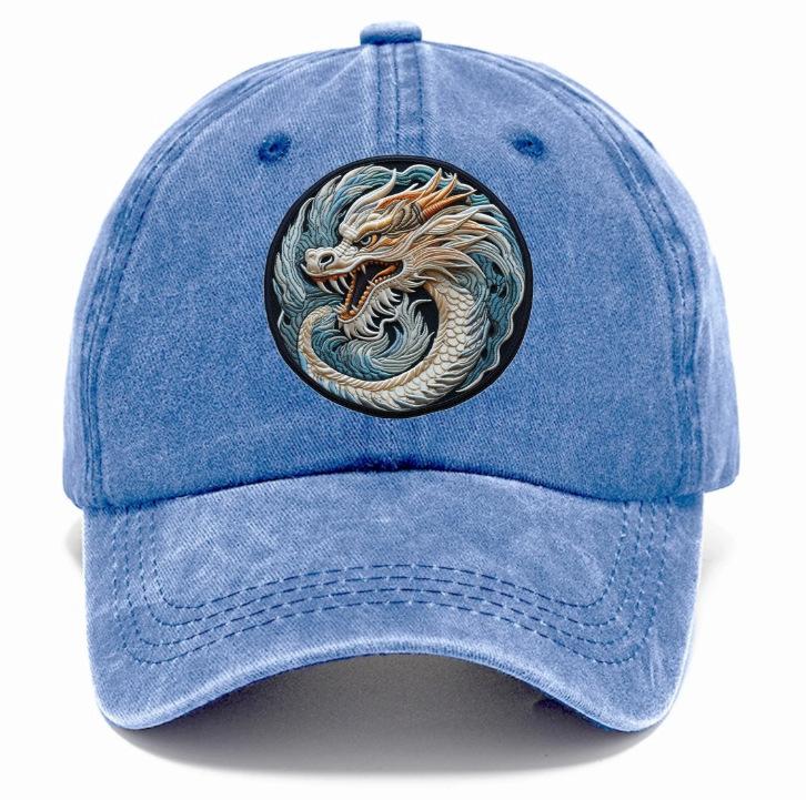 New hat printed dragon logo fashionable washed old retro cap men's sunshade baseball cap