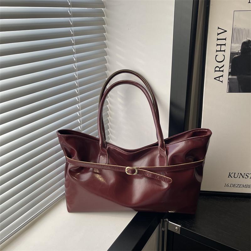 Vintage Pu Tote Bag With Double Shoulder Straps For Daily Casual Use