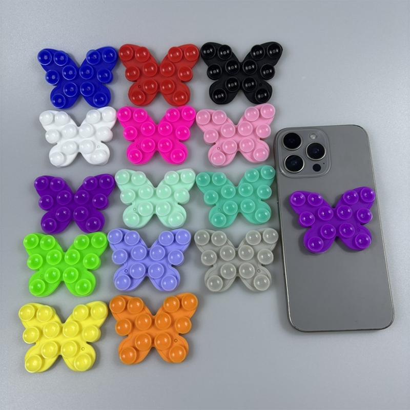 1Pc Silicone Butterfly Double-Sided Suction Cup Phone Fixture Back Adhesive Reusable Rubber Mobile Phone Mount