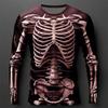 Creative Design 3D Skull Print Men's T-Shirt Autumn Daily Casual Long Sleeve Crew Neck Pullover Tees Oversize Breathable Clothes