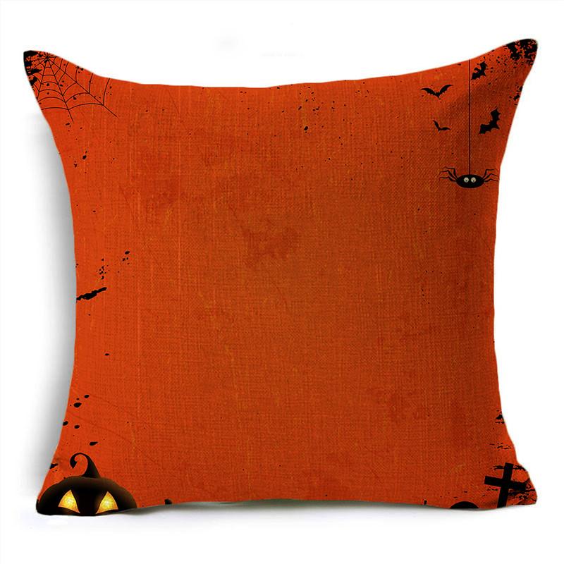 Red Halloween Night Moon Graveyard Bat Scarecrow Linen Throw Pillowcase Decorative Cushion Cover For Sofa Living Room Party