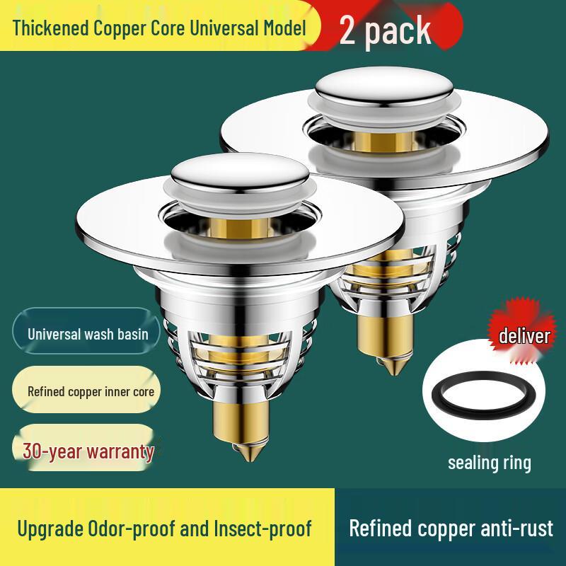 Copper Pop-up Basin Stopper & Anti-Clog Drain Filter