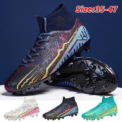 Men Football Boots Long Spikes High Ankle Soccer Shoes AG/TF Kids Outdoor Grass Cleats Soccer Boots Training Sport Football Shoes